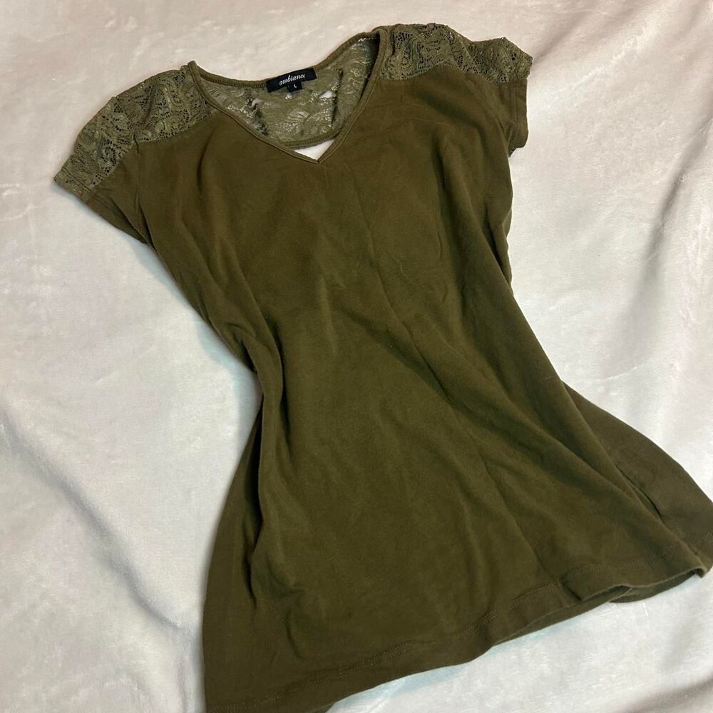 Ambiance-apparel Women's Green and Khaki Shirt